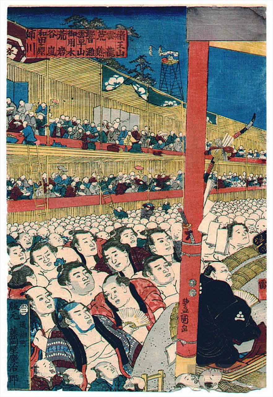 sumo Zuschauer 1853 Utagawa Kunisada Japanisch Ölgemälde